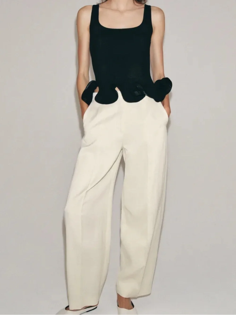 Zara NWT ZW COLLECTION LINEN BLEND BALLOON PANTS 1955/844